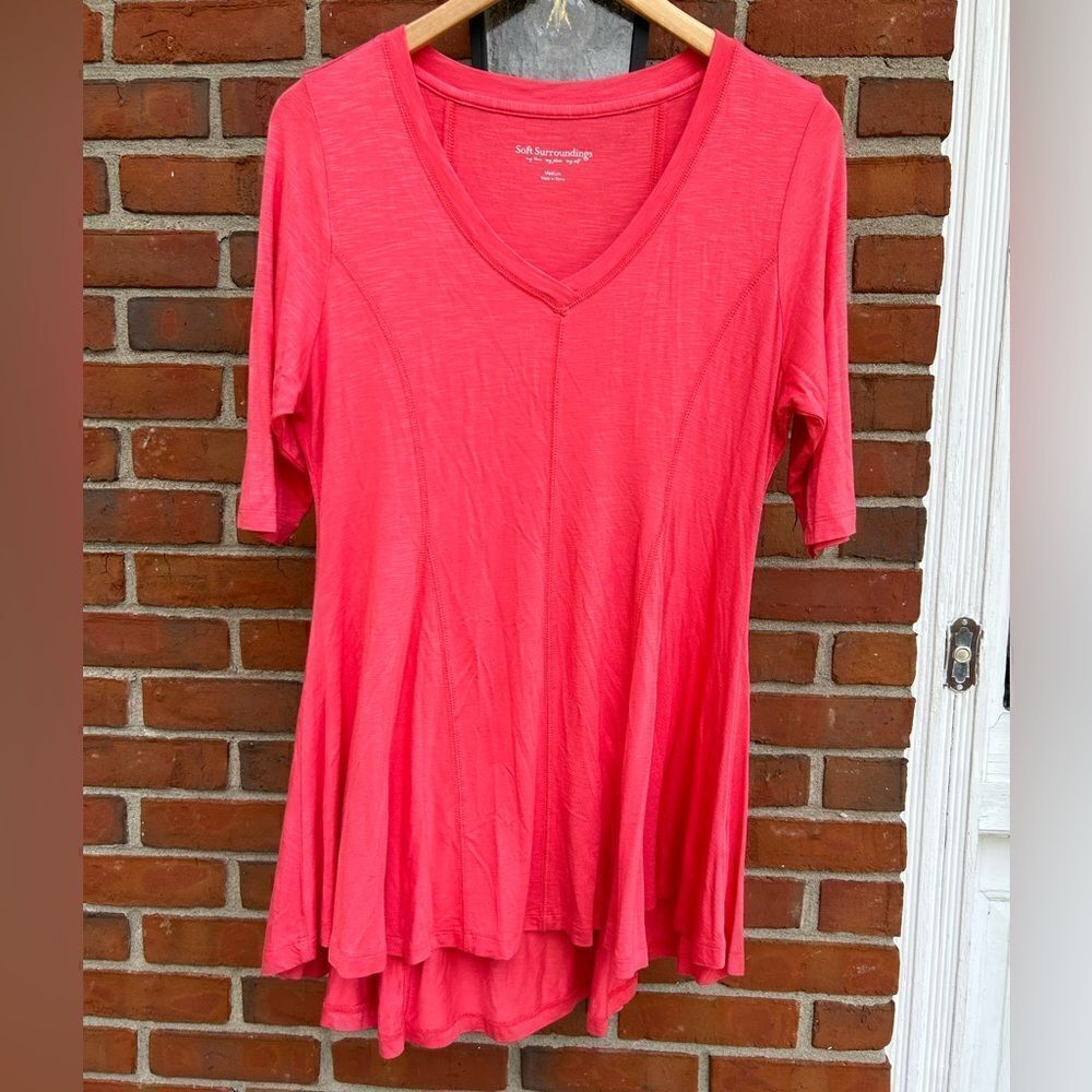 Soft Surroundings Coral Long Tunic Top - Picture 2 of 5